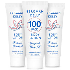 Loción de viaje Bergman Kelly con aroma cascada tropical para huéspedes.