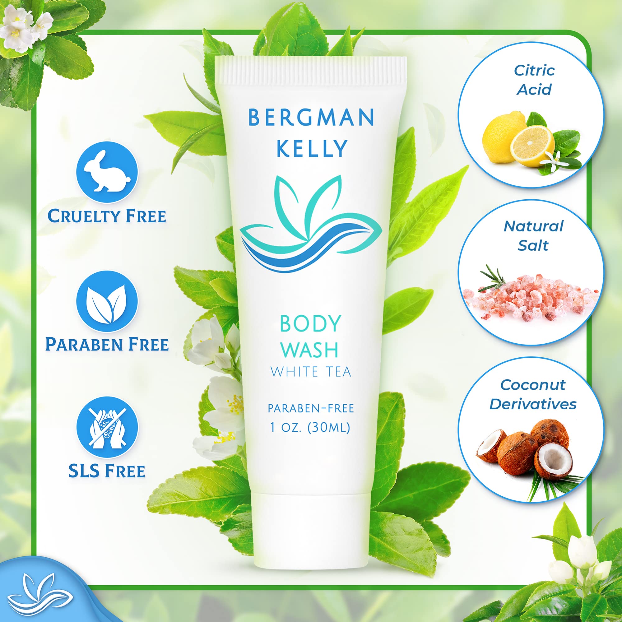 BERGMAN KELLY Gel douche senteur thé blanc, rafraîchissant pour la peau.