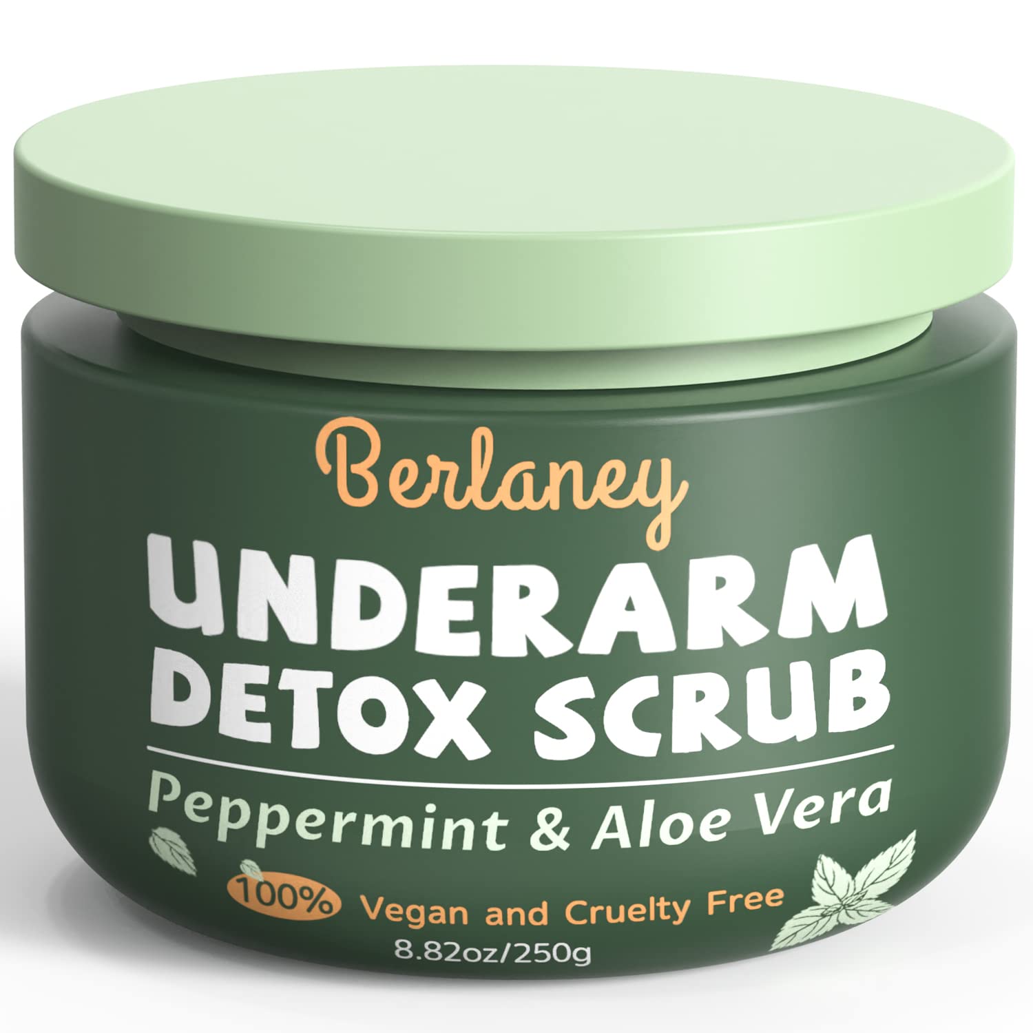 Berlaney detox axilas: exfoliante suave con menta y aloe para piel fresca.