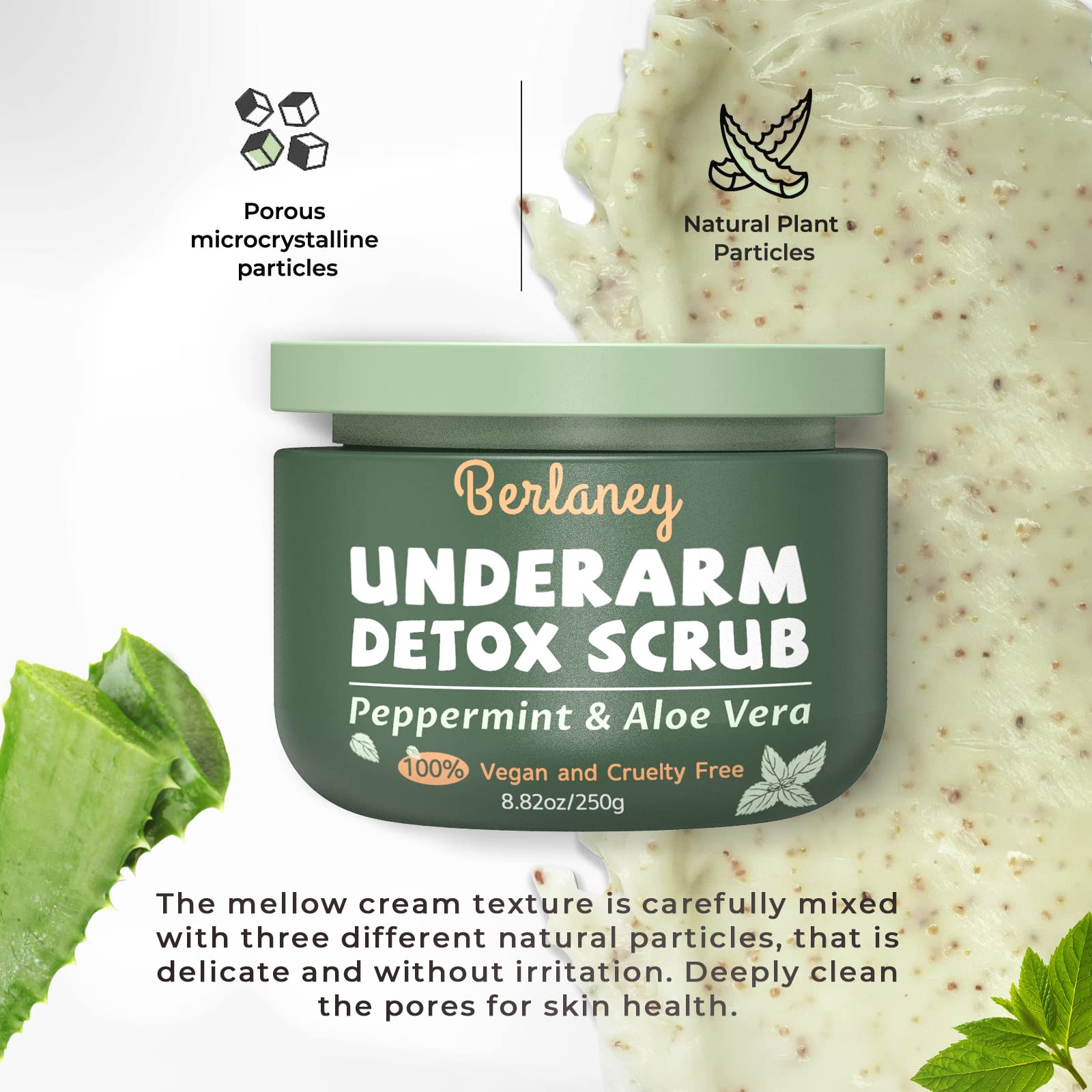 Berlaney polvo cáscara de nuez: limpieza natural de axilas.