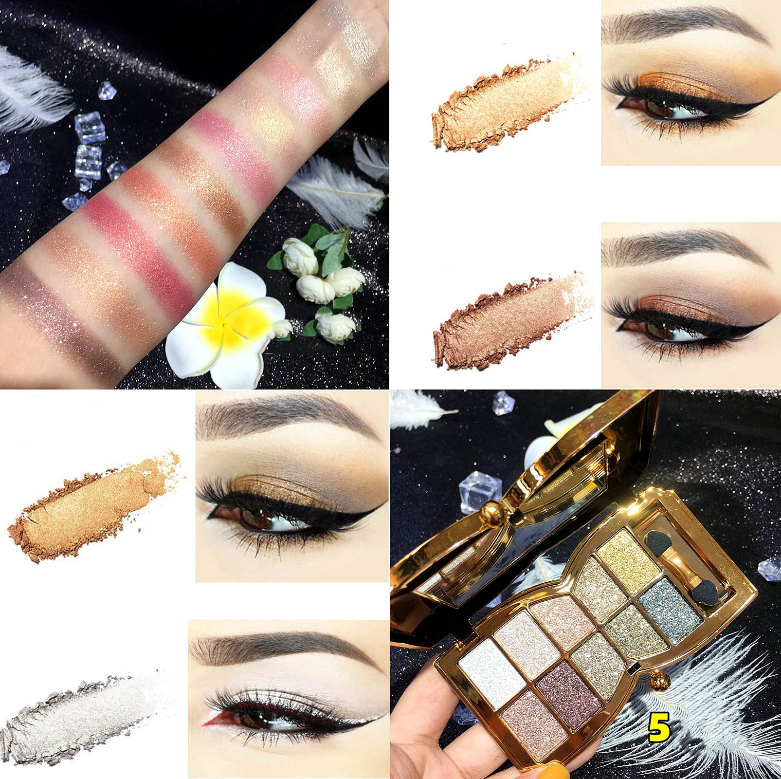 Bernecy paleta para maquillaje de fiesta con purpurina sutil y acabado premium