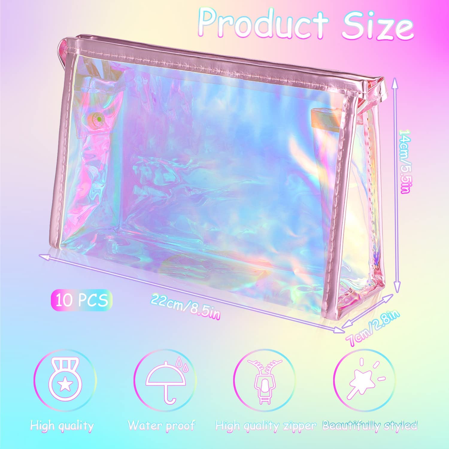 BESARME bolsa maquillaje transparente, visualización rápida de contenidos para ordenar.