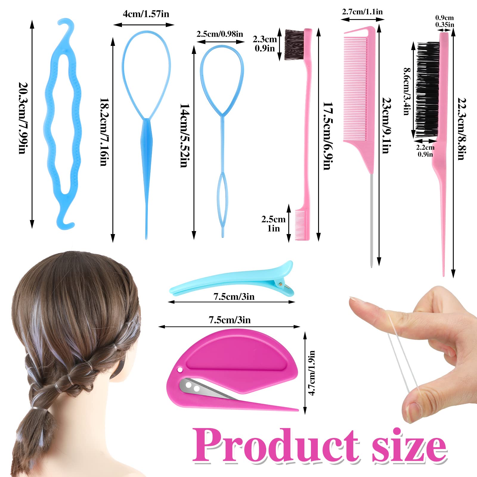 BESARME cortador de bandas elásticas: quita gomas sin tirar del cabello.