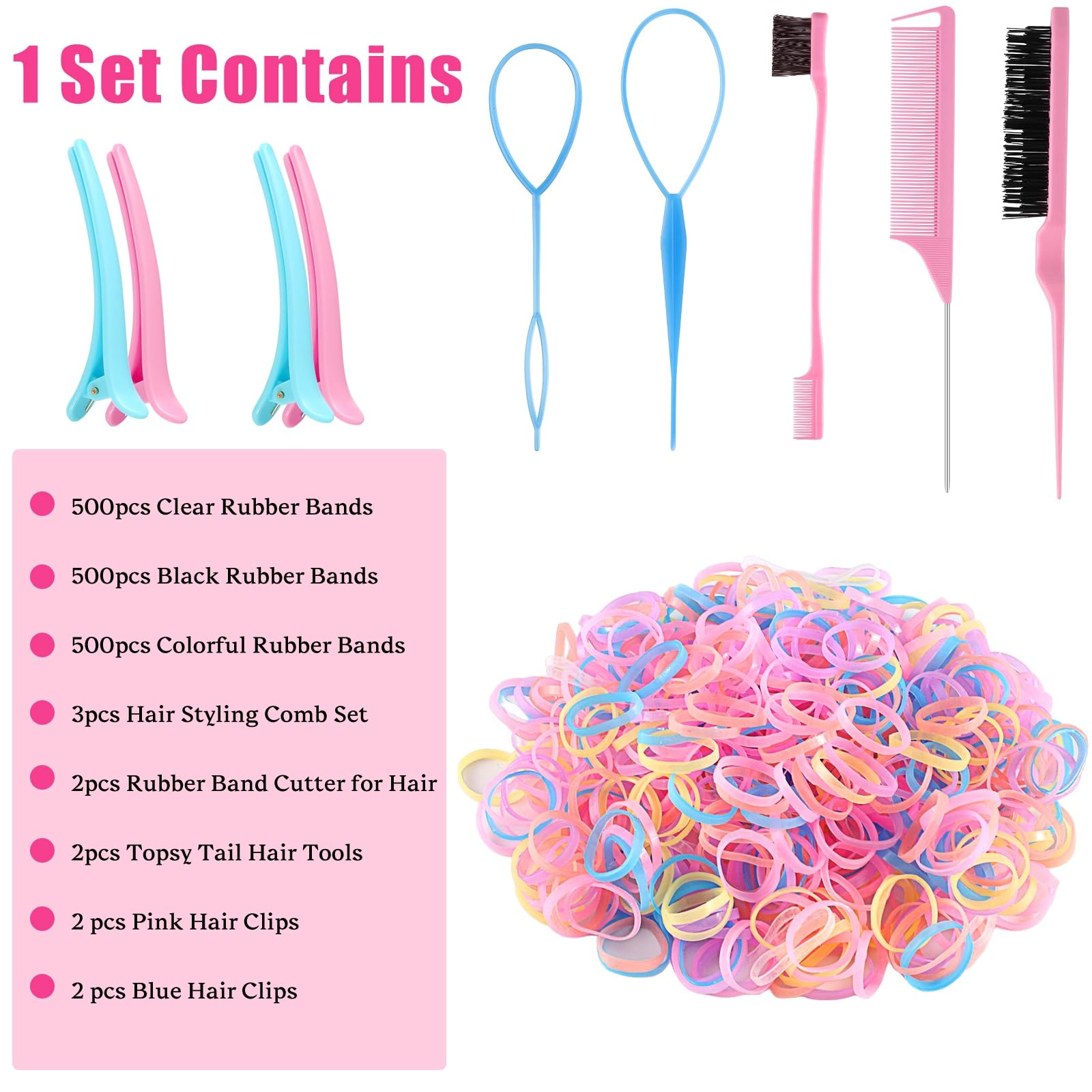 BESARME herramientas Topsy Tail para peinados con volumen y estilo.