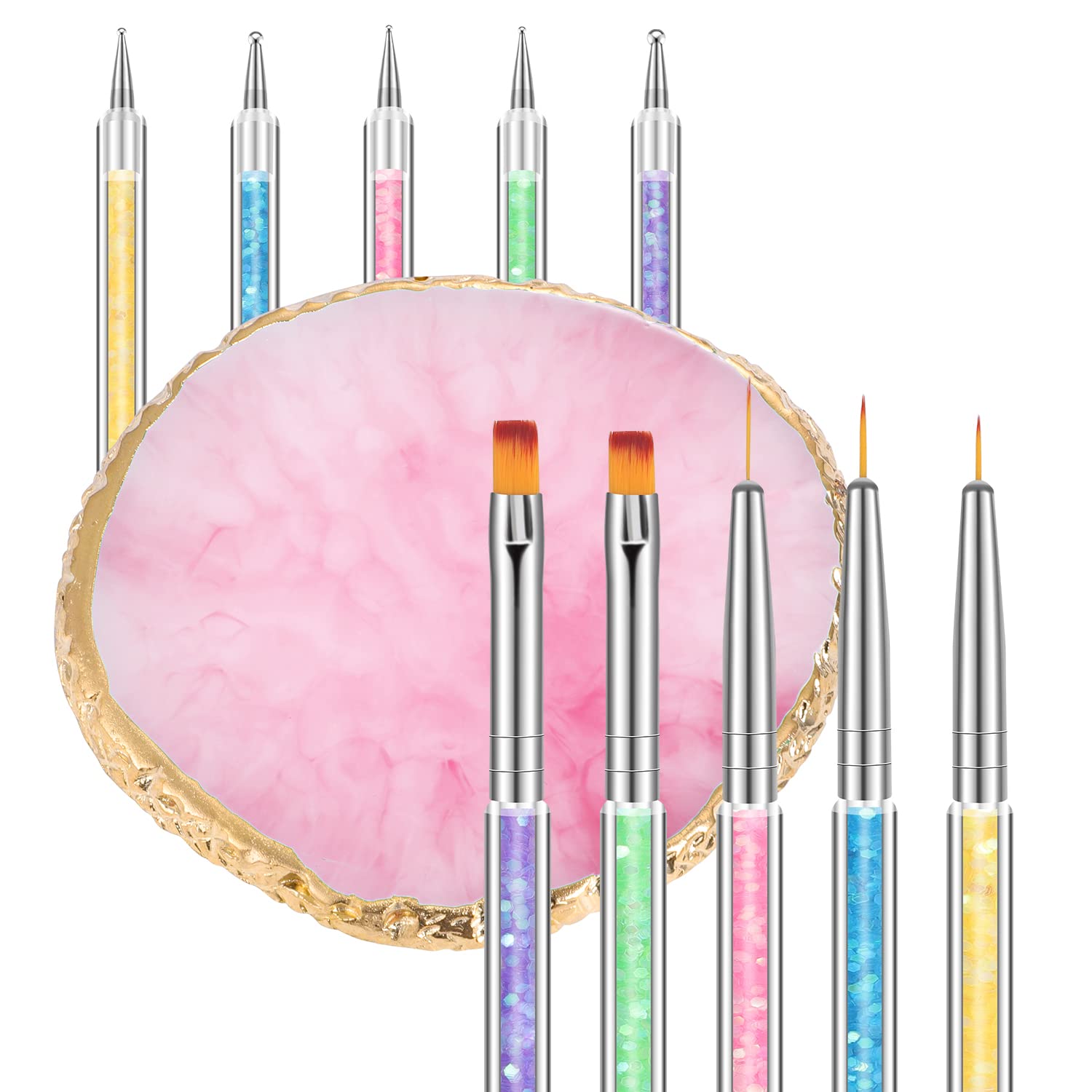 BESARME: Paleta de arte de uñas en resina rosa para mezclar colores con precisión.