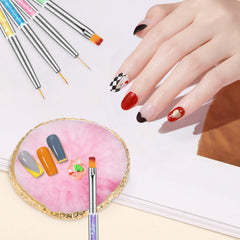 BESARME: Pinceles dobles para uñas con cinco tamaños distintos para diseños variados.