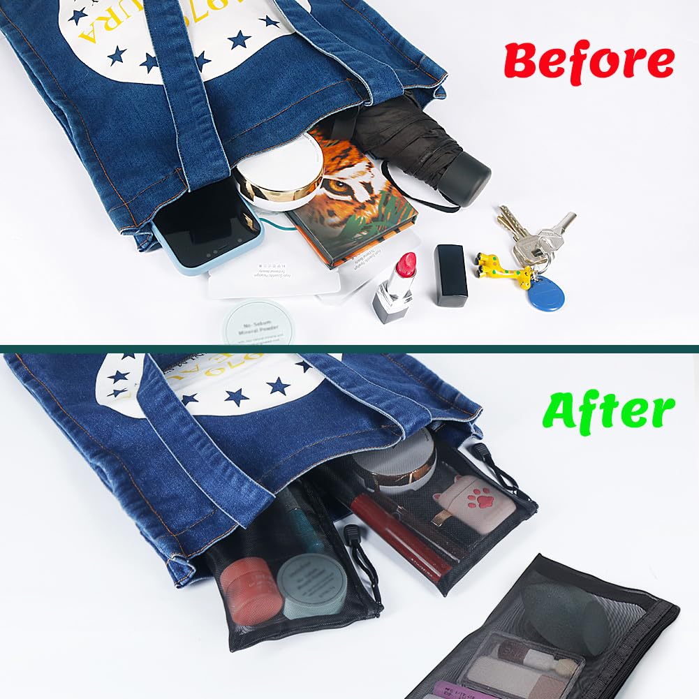 Besharppin bolsa de malla con dimensiones prácticas para cosméticos pequeños.