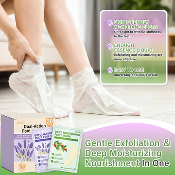 Besnel conjunto de 20 pares para exfoliar e hidratar los pies.