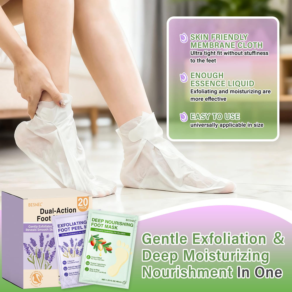 Besnel conjunto de 20 pares para exfoliar e hidratar los pies.