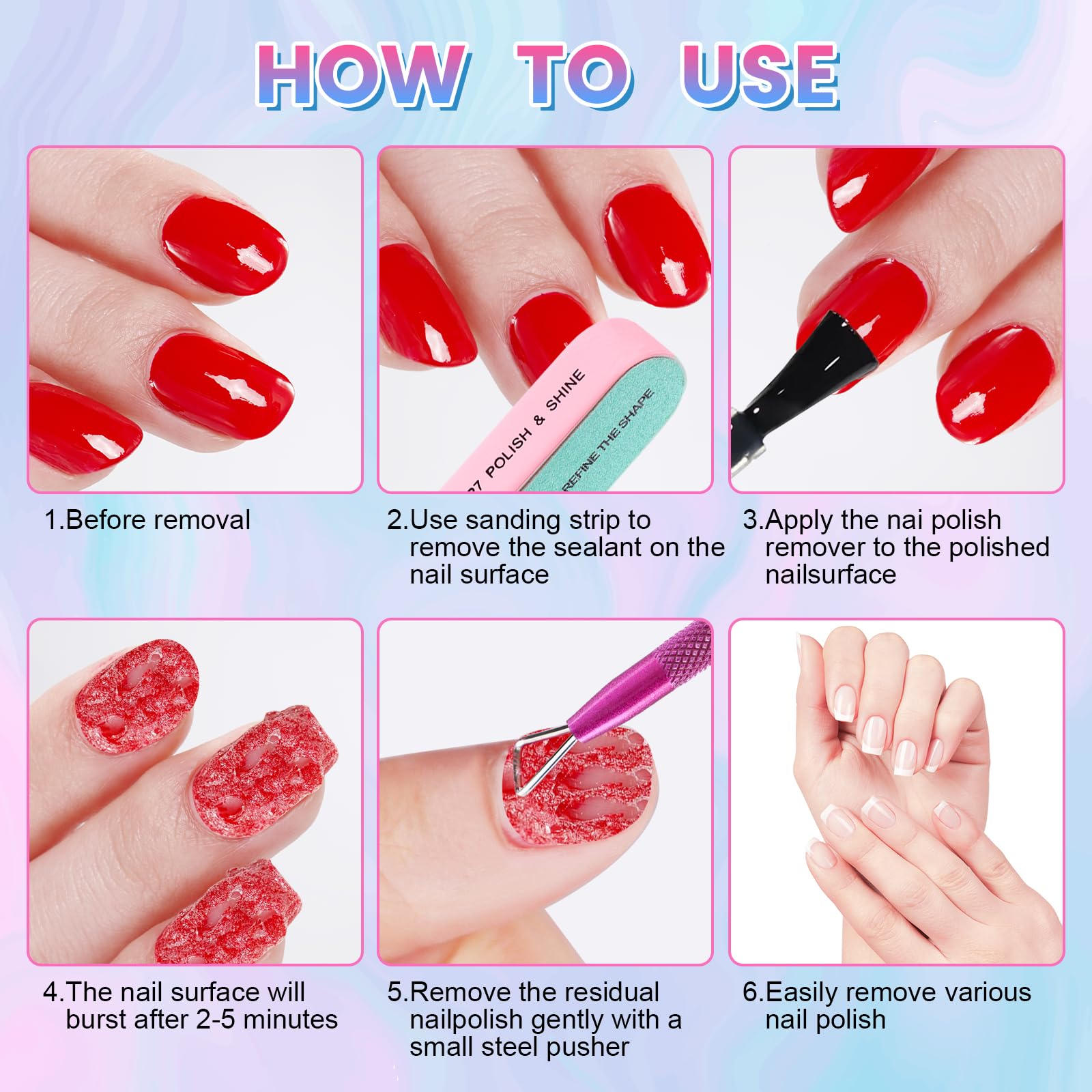 Besnel empujador uñas extremo triángulo para retirada suave
