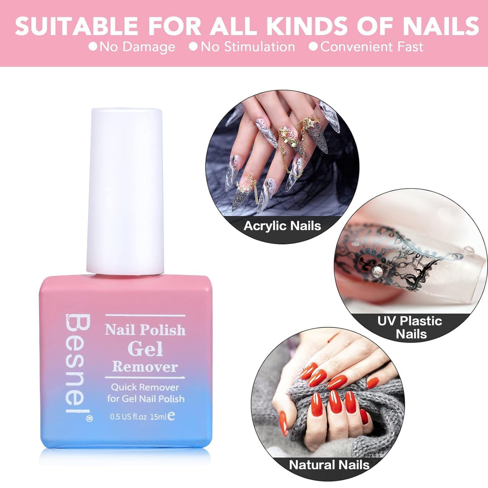 BESNEL remover esmalte gel rápido sin foil para casa.