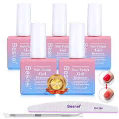 BESNEL removedor gel uñas, juego de 5, listo para usar en casa.