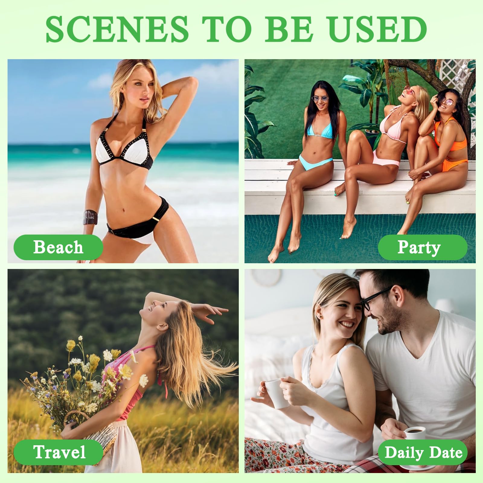 Uso versátil de BESNEL en rostro, axilas, bikini y piernas.