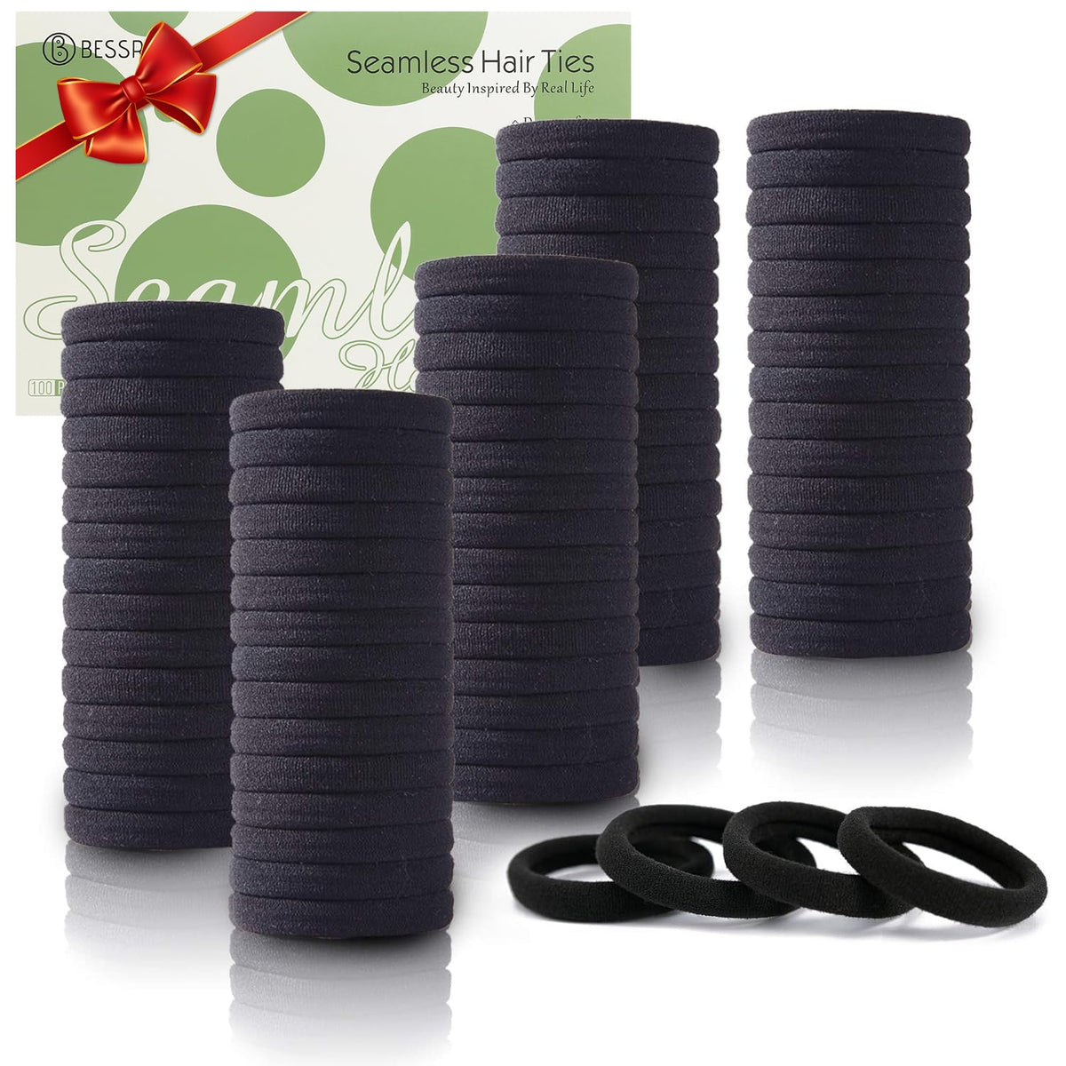 Bessrung bandas elasticas para pelo negro, 100 piezas, ajuste suave y sin daño
