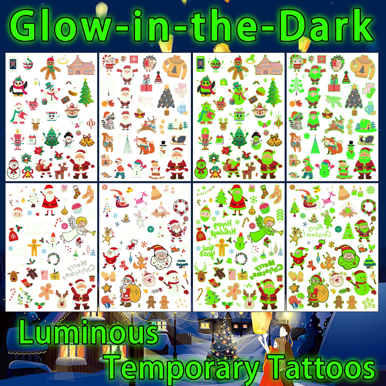 BestiePal tatuajes navideños con diseños clásicos para clase