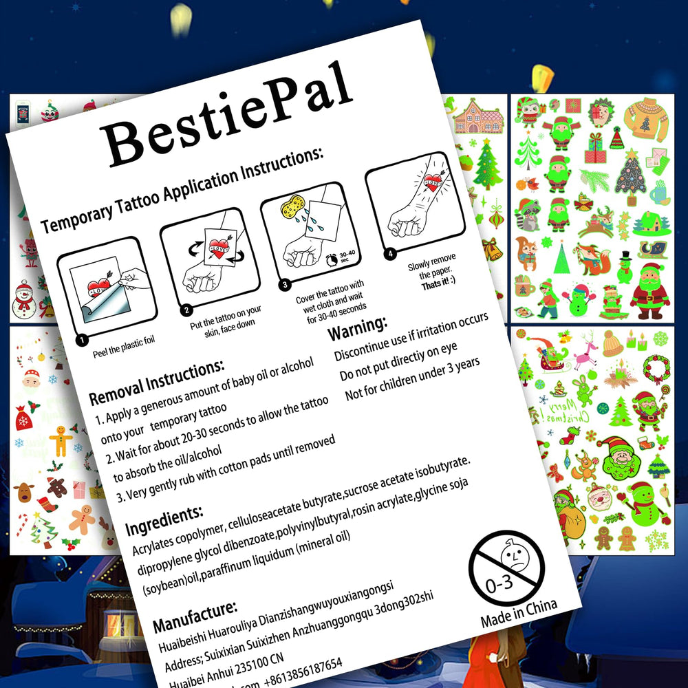 BestiePal tatuajes para decorar tarjetas y envoltorios navideños