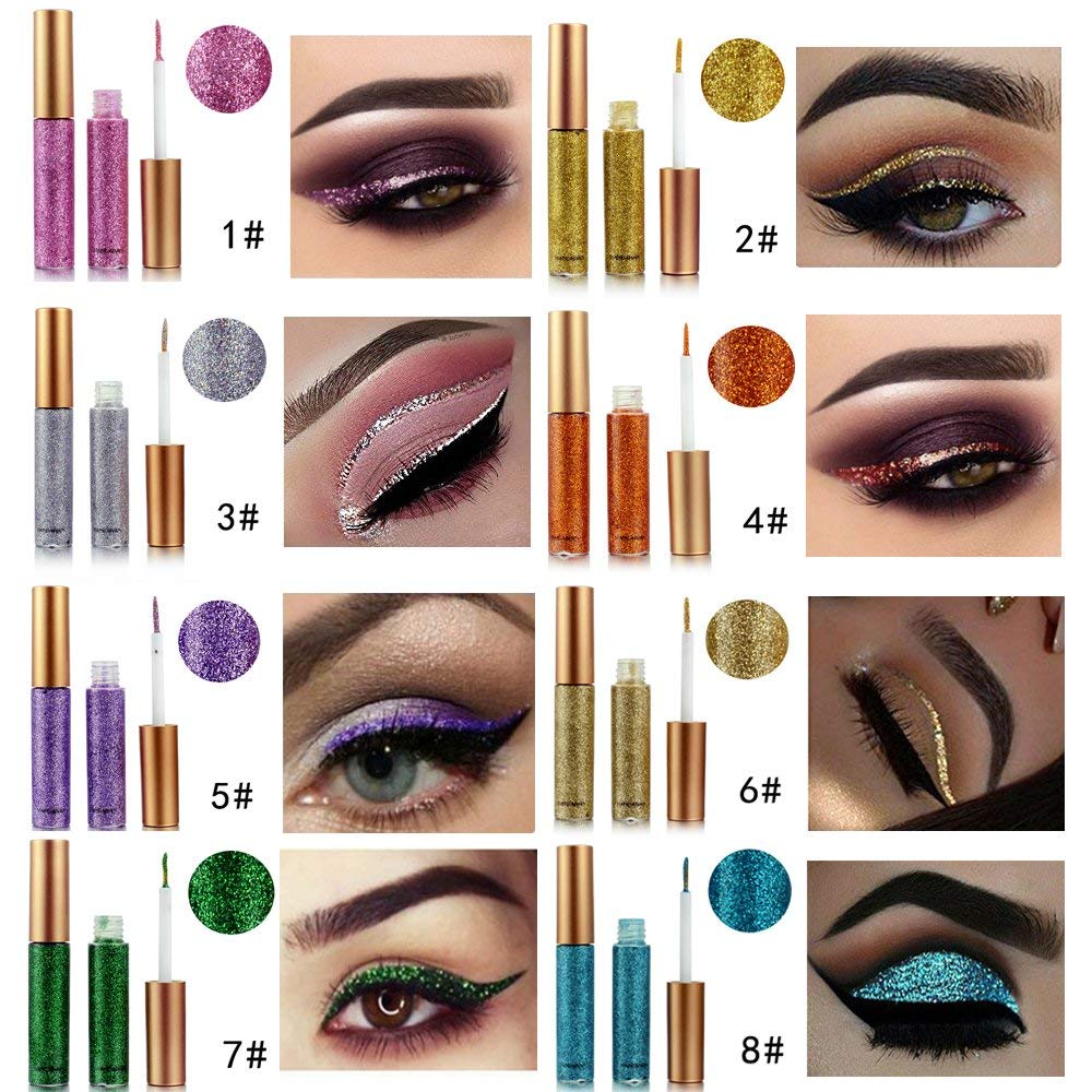 BestLand delineador líquido brillo 10 colores ideal para fiestas y bodas.