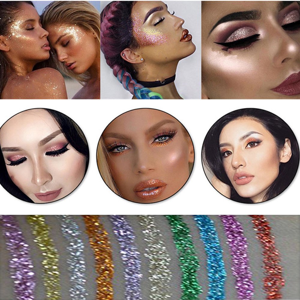 BestLand delineador líquido brillo 10 colores con purpurina que llama la atención.