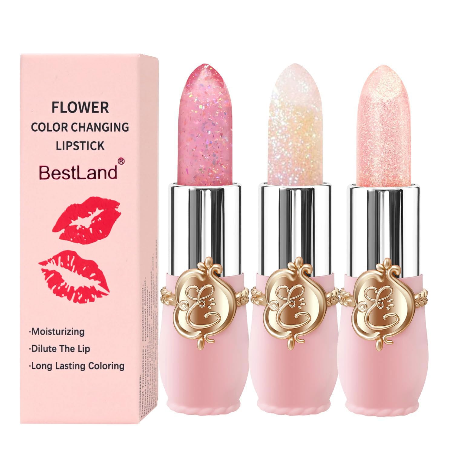 Set de labiales BestLand con empaque floral, ideal para regalo.