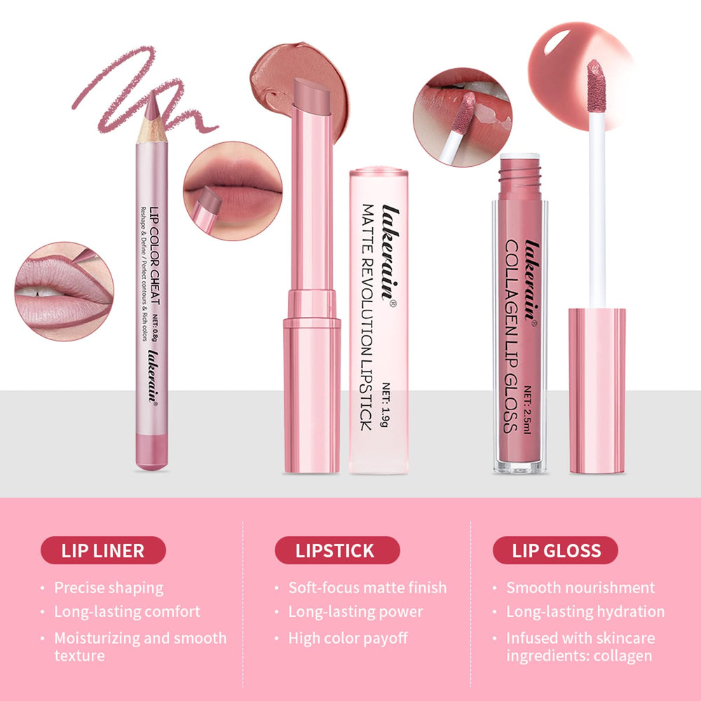BestLand kit labios nude marrón para un look coordinado diario.