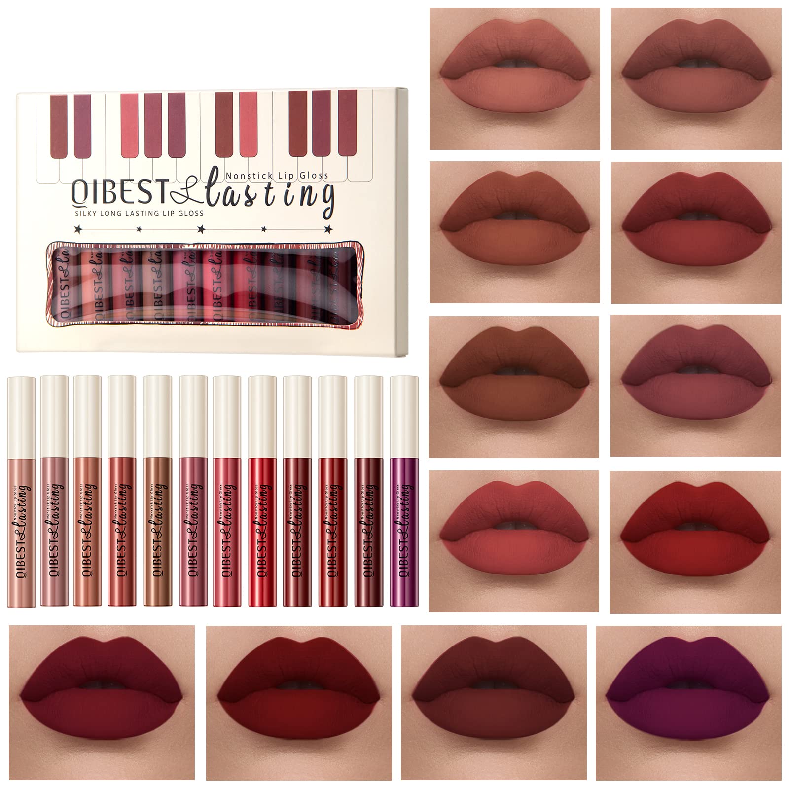 BestLand labial rojo intenso para citas nocturnas, color vibrante y sin transferencia.