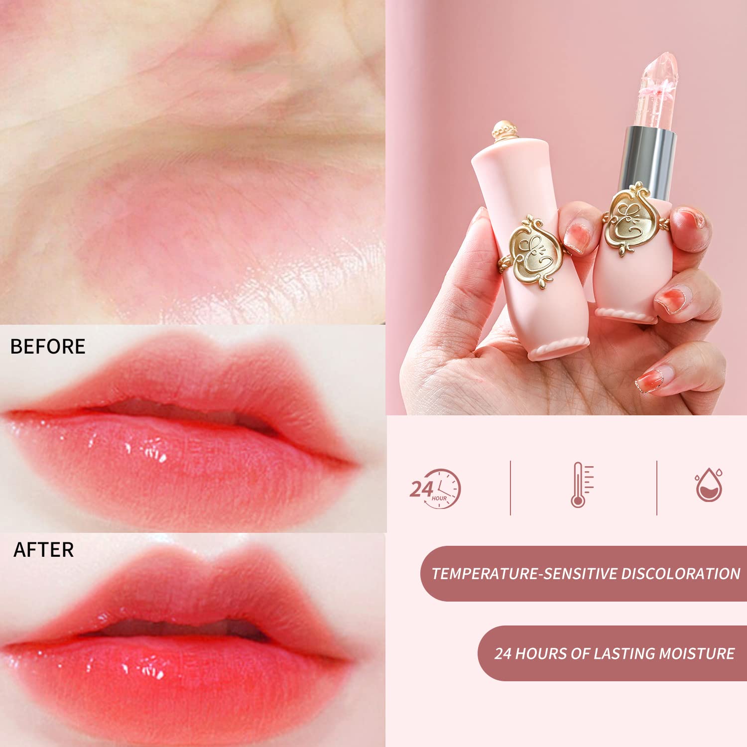 BestLand labial floral rosa: acabado suave y vibrante para un look fresco.