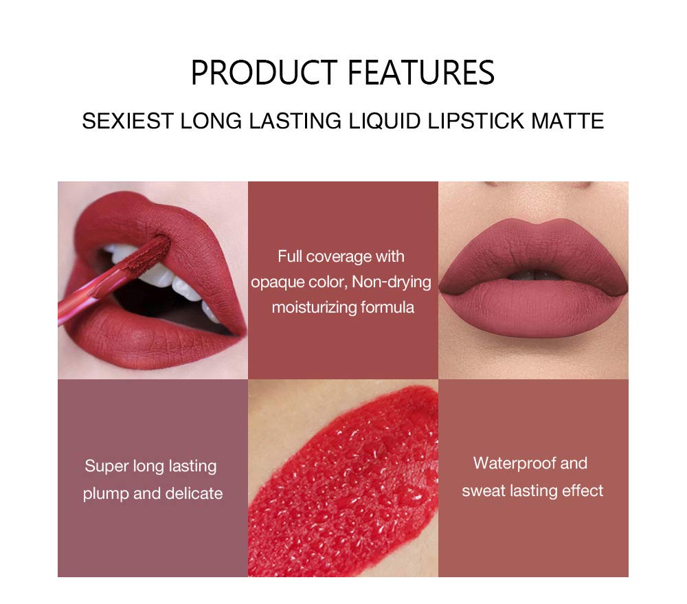 BestLand labiales líquidos mate acabado velvet, duración y apariencia suave.