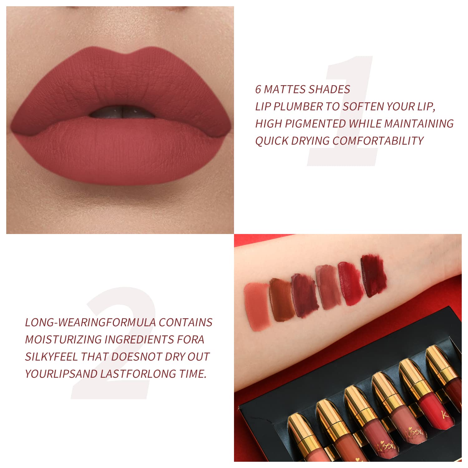 Labial líquido mate BestLand Burdeos: color llamativo con hidratación