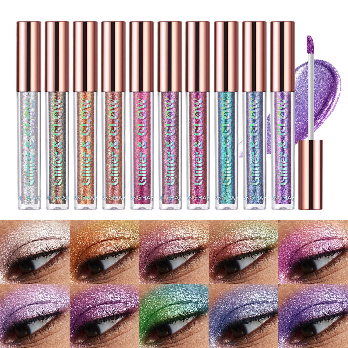 BestLand sombra líquida glitter multicolor, efecto multicrom para looks brillantes.