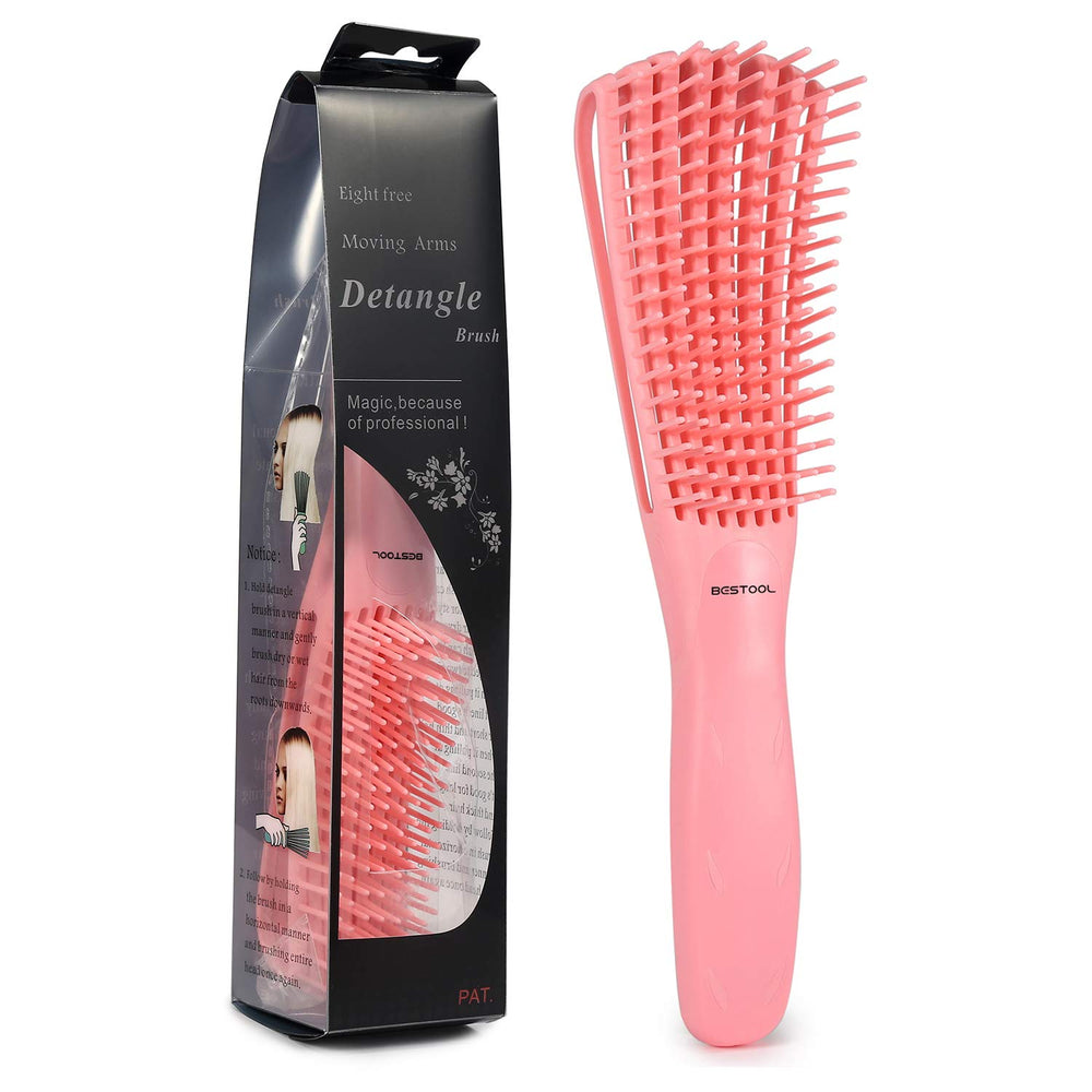 BESTOOL cepillo desenredante rosa para rizos negros, con menos tirones