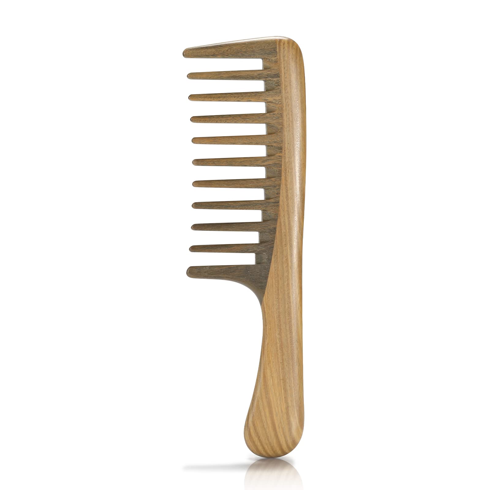 BESTOOL Peine de dientes amplios de sándalo natural para desenredar sin tirones.
