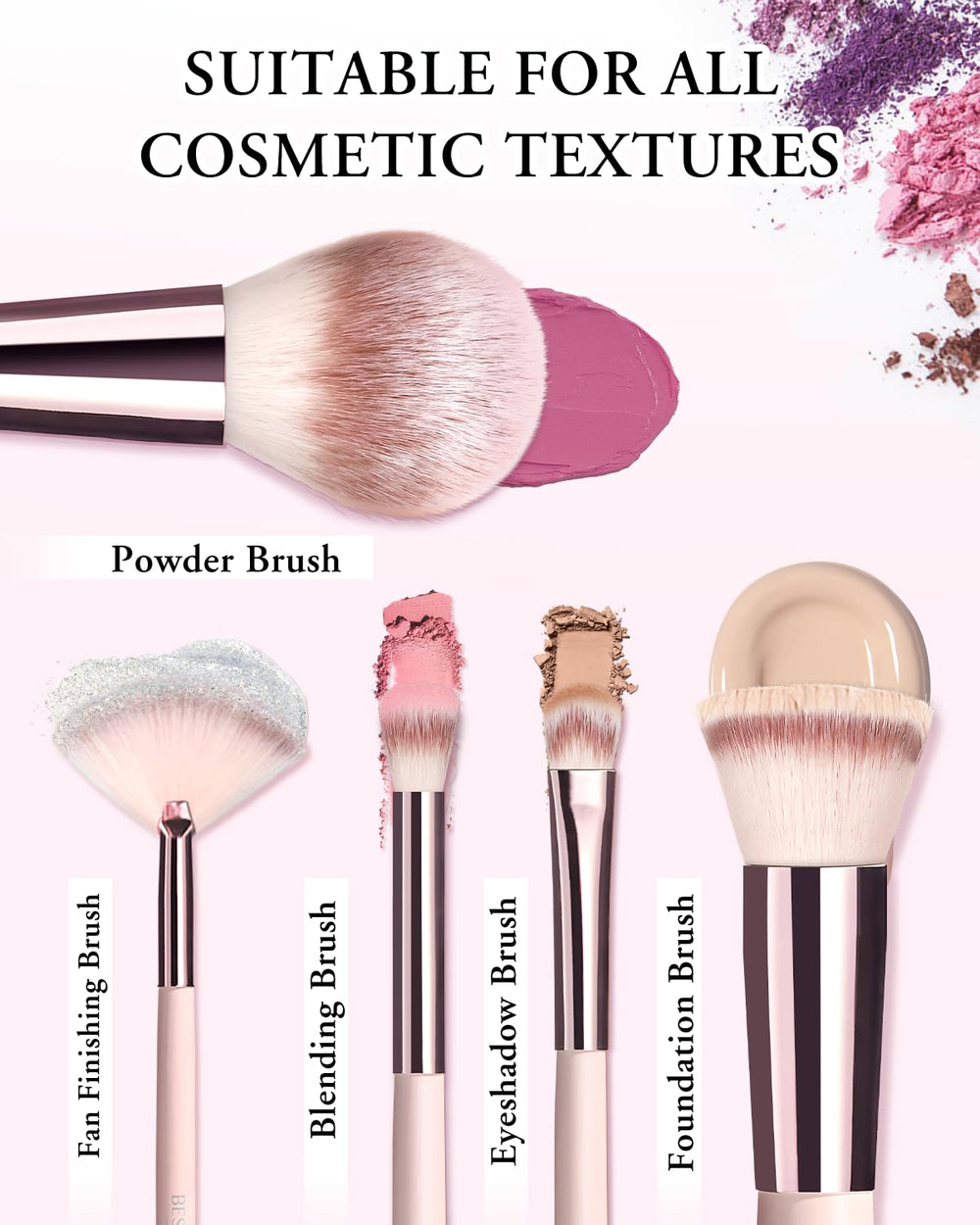 Conjunto de 20 pinceles BESTOPE PRO para look completo en viaje.