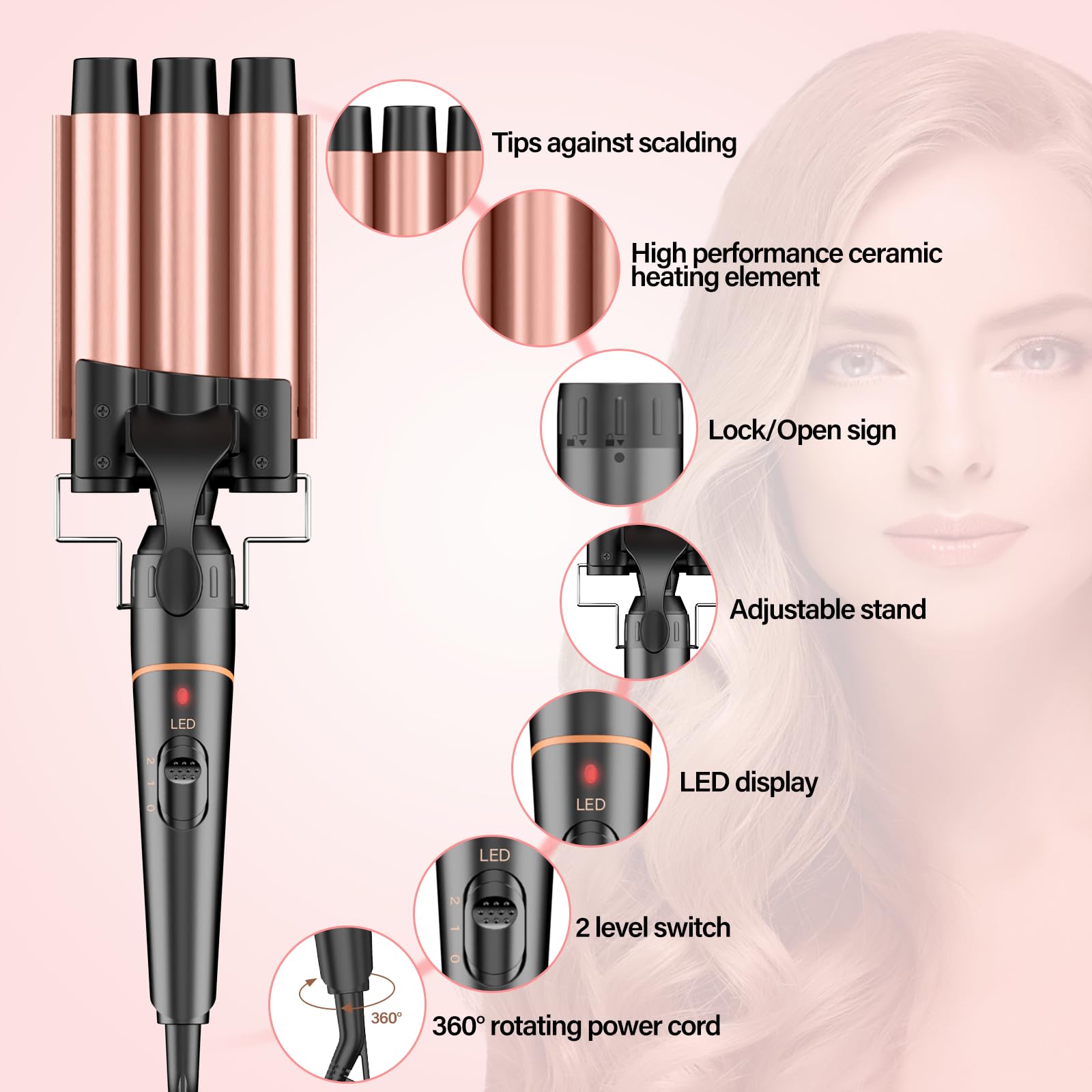 Ajuste de temperatura doble de BESTOPE PRO Waver para todo tipo de cabello
