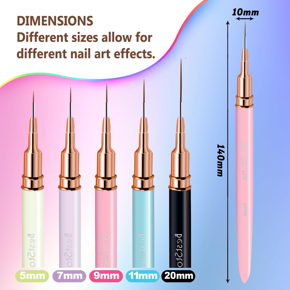 BestStone pinceles para arte de uñas, detalles finos en gel y diseño delicado
