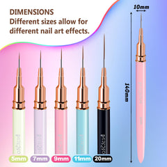 BestStone pinceles para arte de uñas, detalles finos en gel y diseño delicado