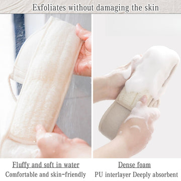 BETLYS esponja luffa en la ducha para lavado profundo y cómodo.