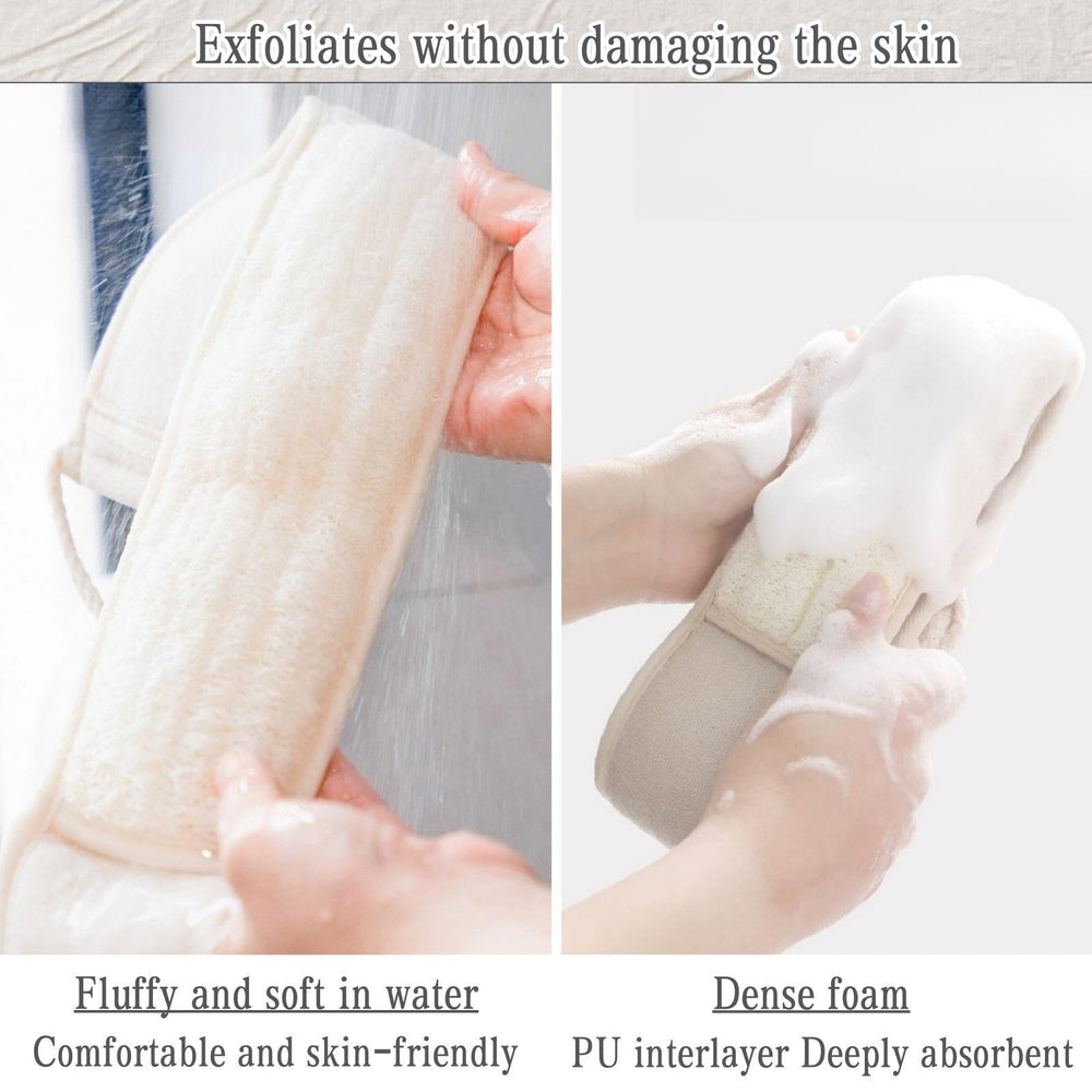 BETLYS esponja luffa en la ducha para lavado profundo y cómodo.