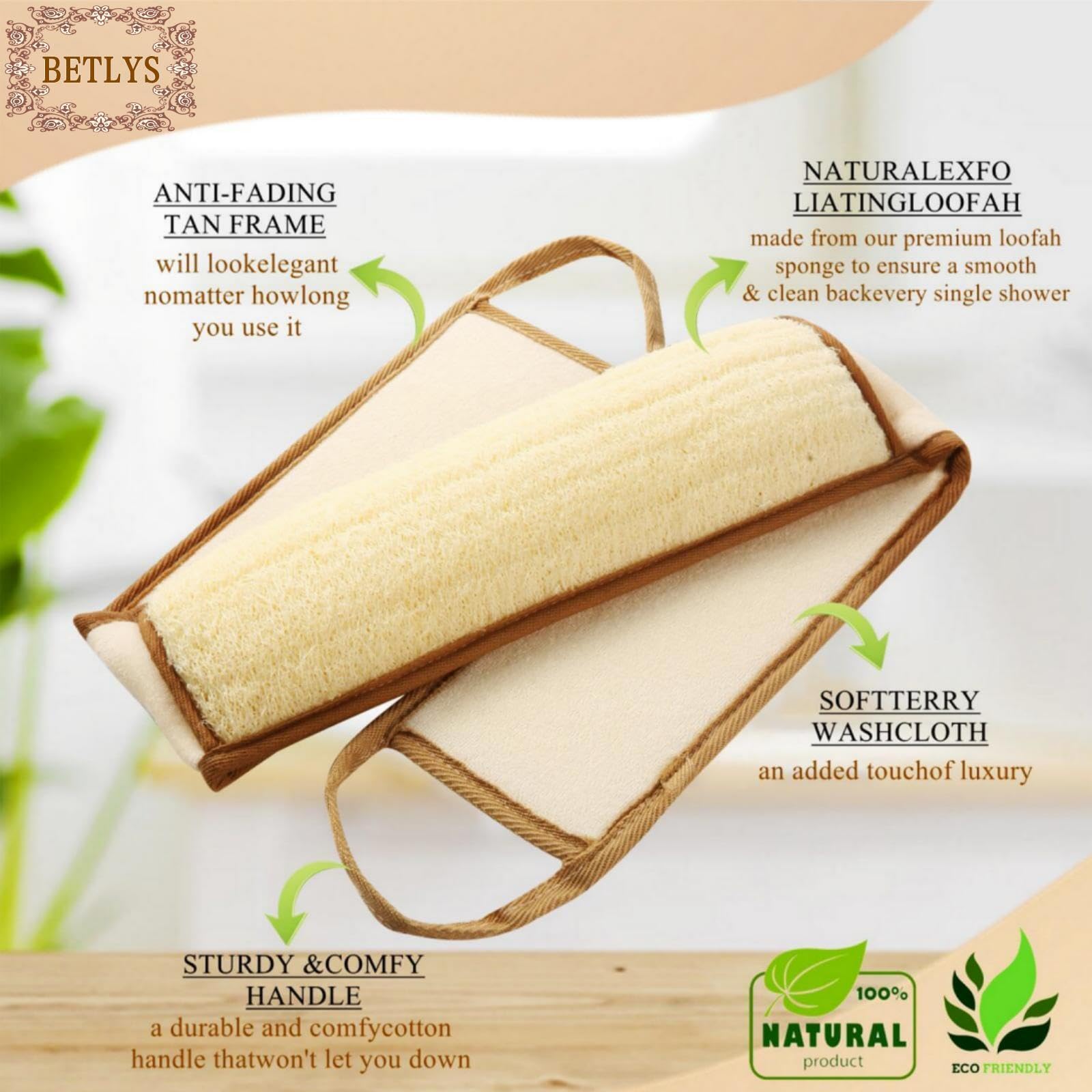 BETLYS luffa doble cara para exfoliar y limpiar eficazmente.