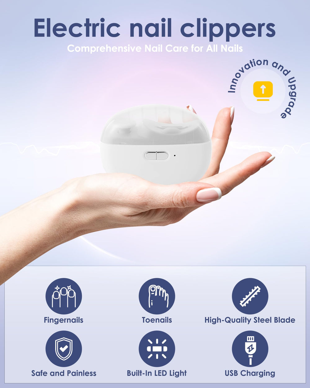 Betrysota cortauñas eléctrico, pulido suave para uñas limpias y brillantes tras cada uso.