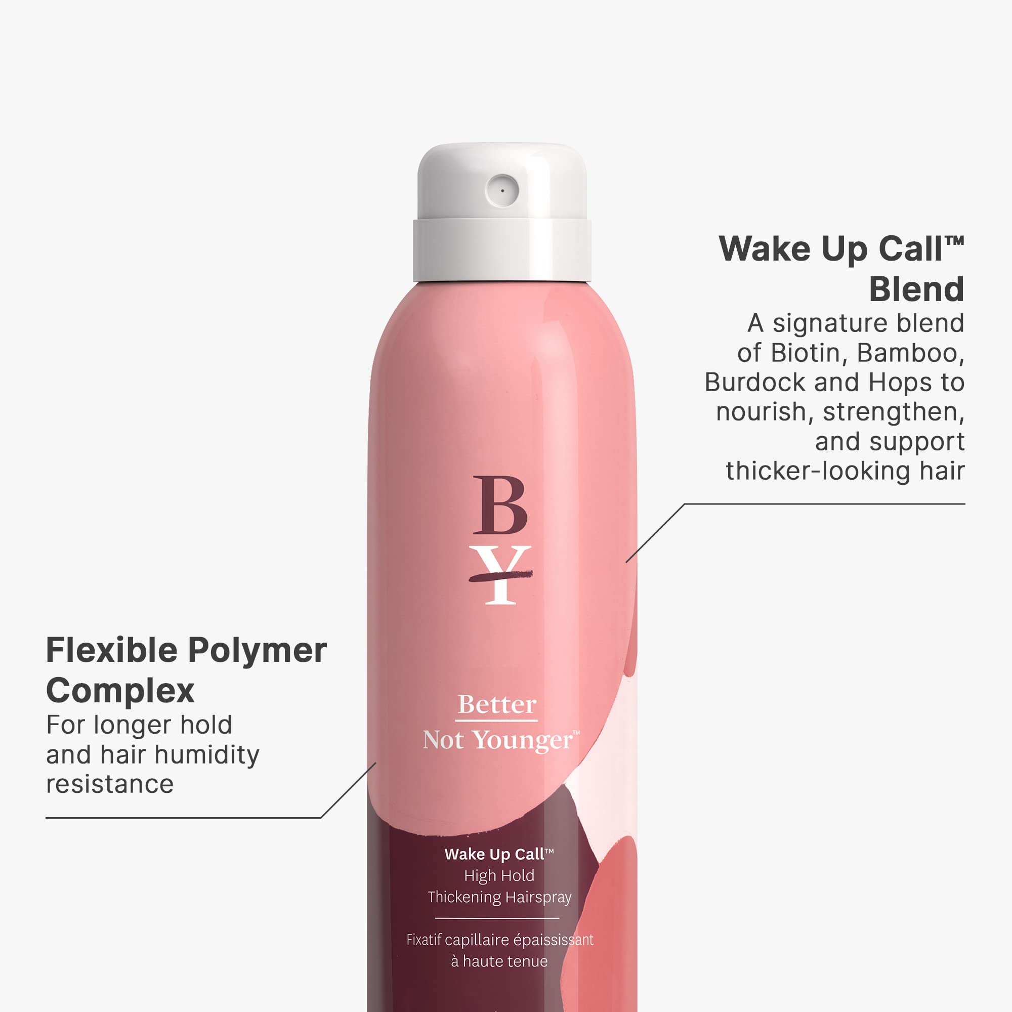 Better Not Younger frasco de cabello con brillo natural.