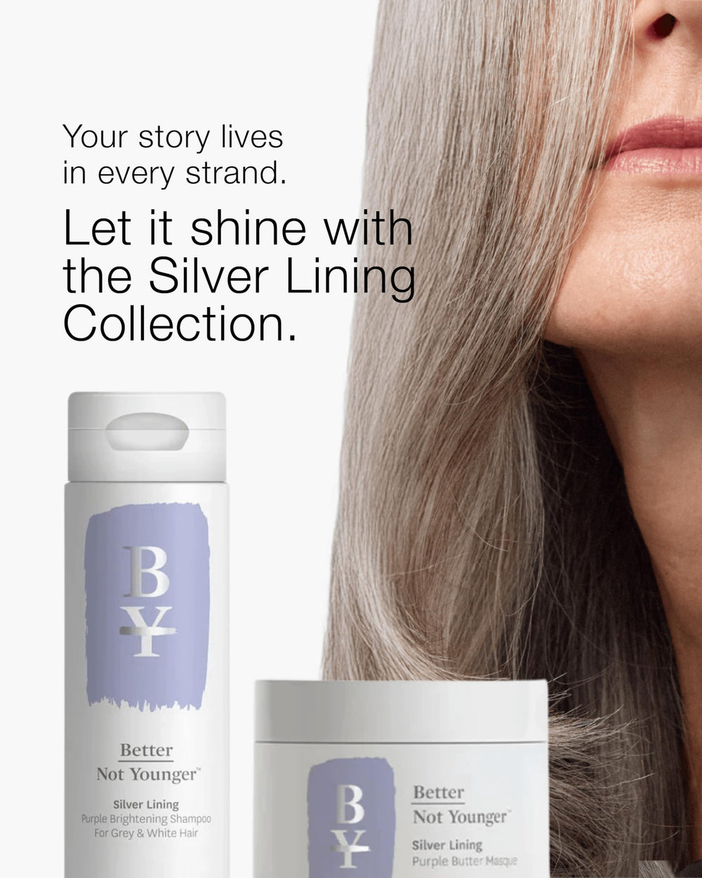 Better Not Younger Shampoing Ligne d’Argent Violet — brillance retrouvée sur cheveux gris.