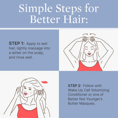 Avant-après: cheveux visiblement volumisés et plus denses.