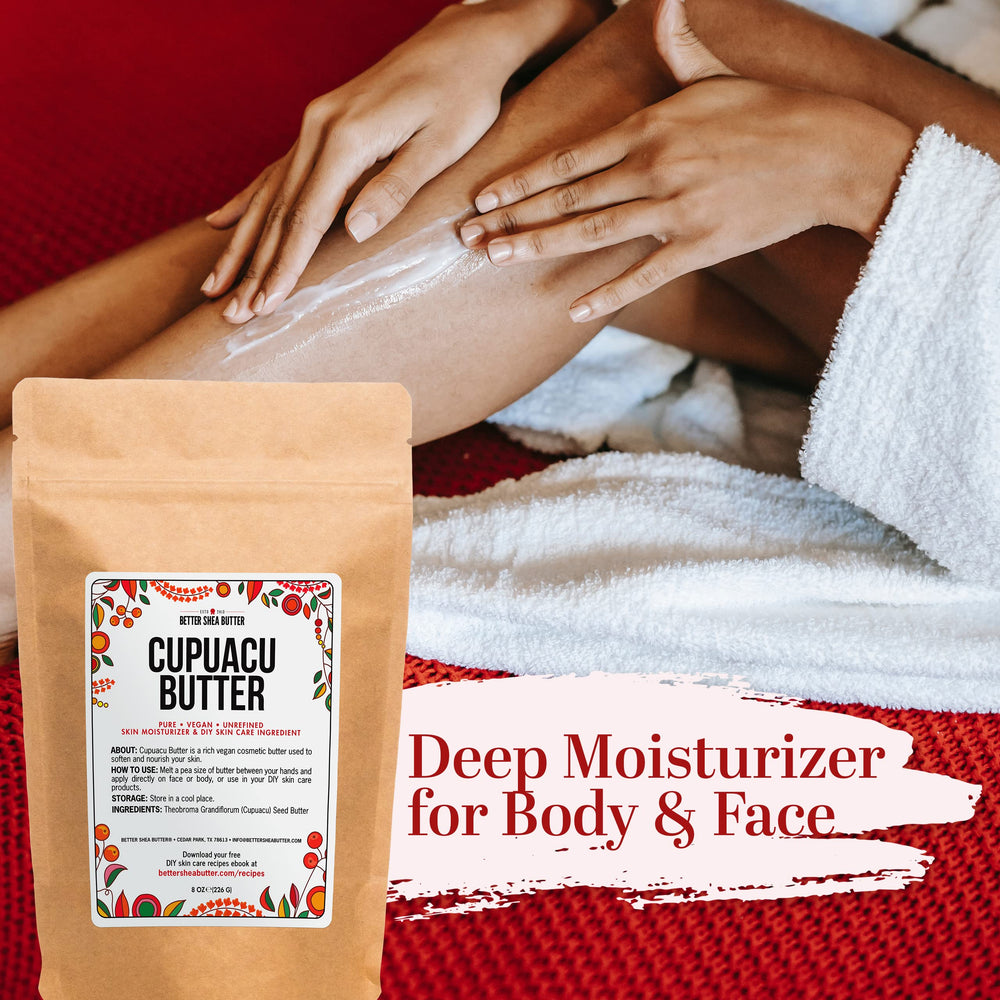 Better Shea Butter Cupuacu Manteca Raw aroma cacao natural en producto.