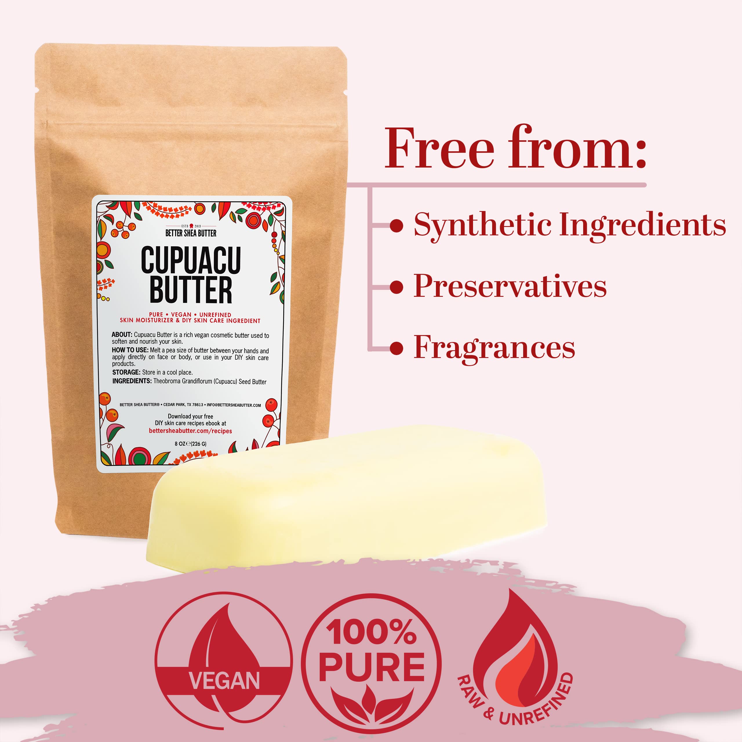 Better Shea Butter Cupuacu Manteca Raw textura cremosa lista para uso diario.