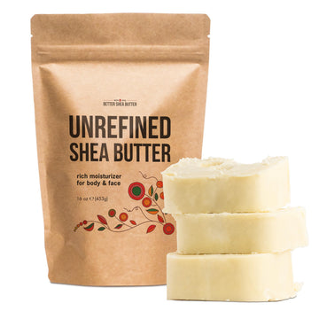 Better Shea Butter derramando desde frasco para hidratación facial