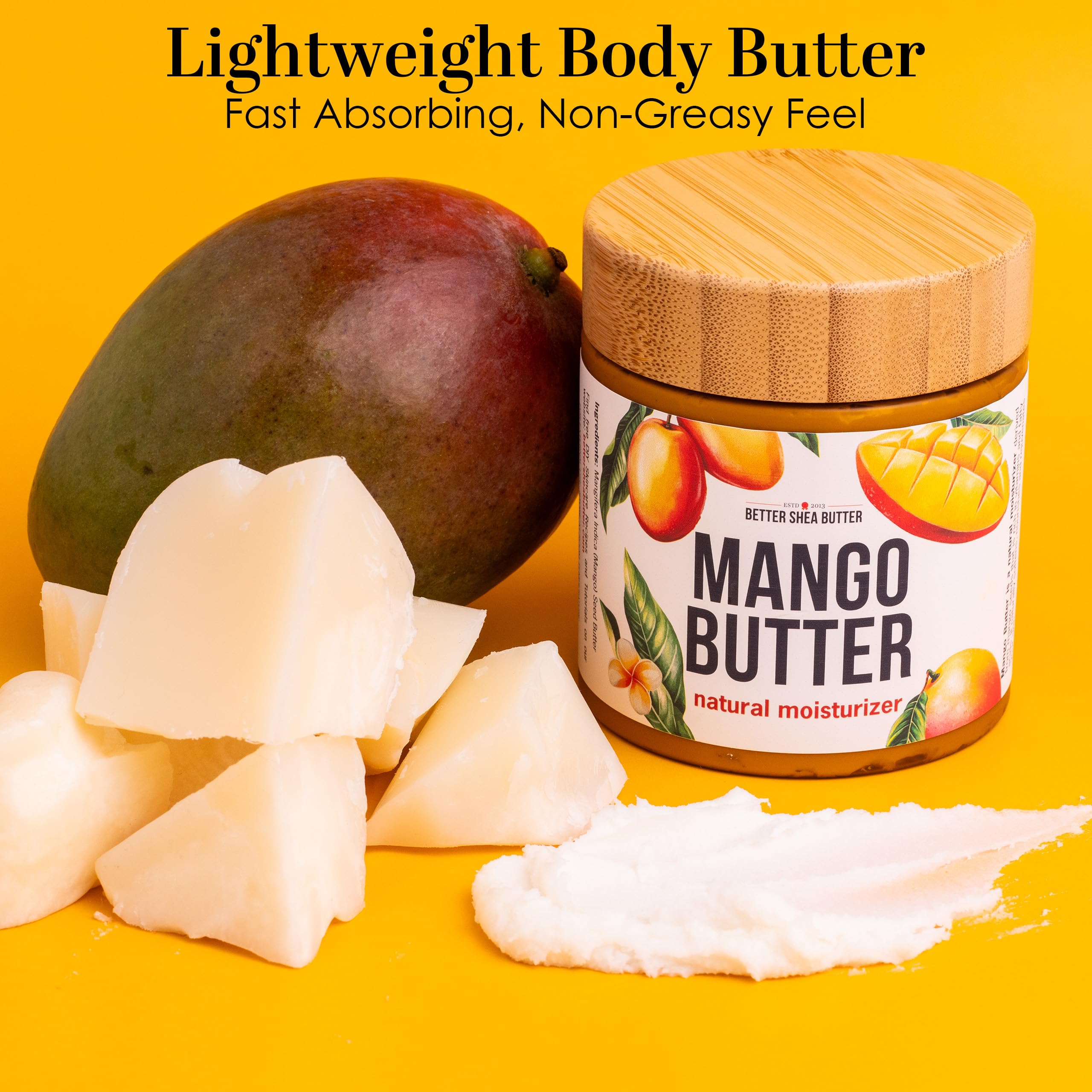 Better Shea Butter mango butter textura suave para rostro y cuerpo.
