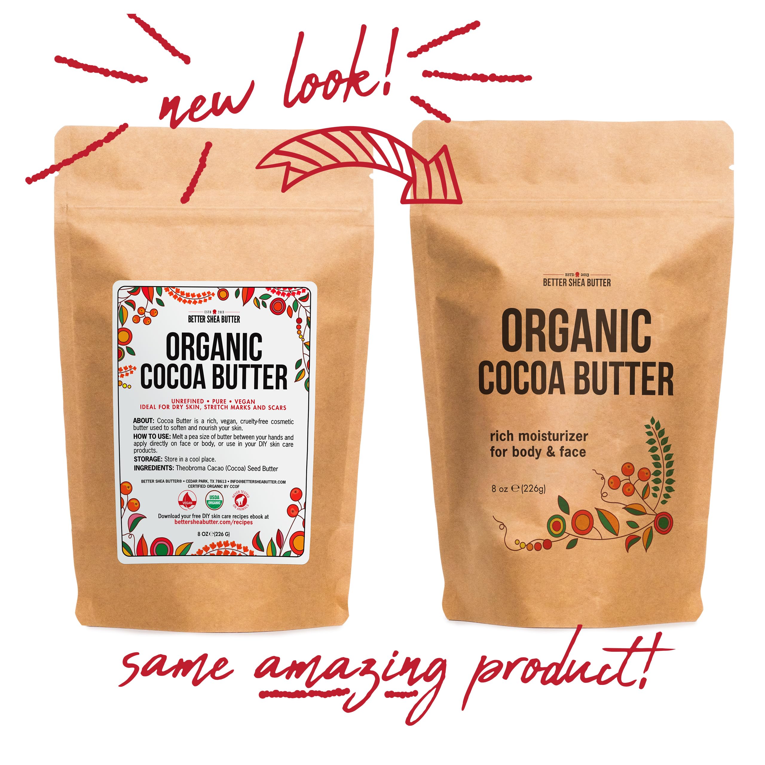 Better Shea Butter manteca cacao para cuerpo, humectación duradera.
