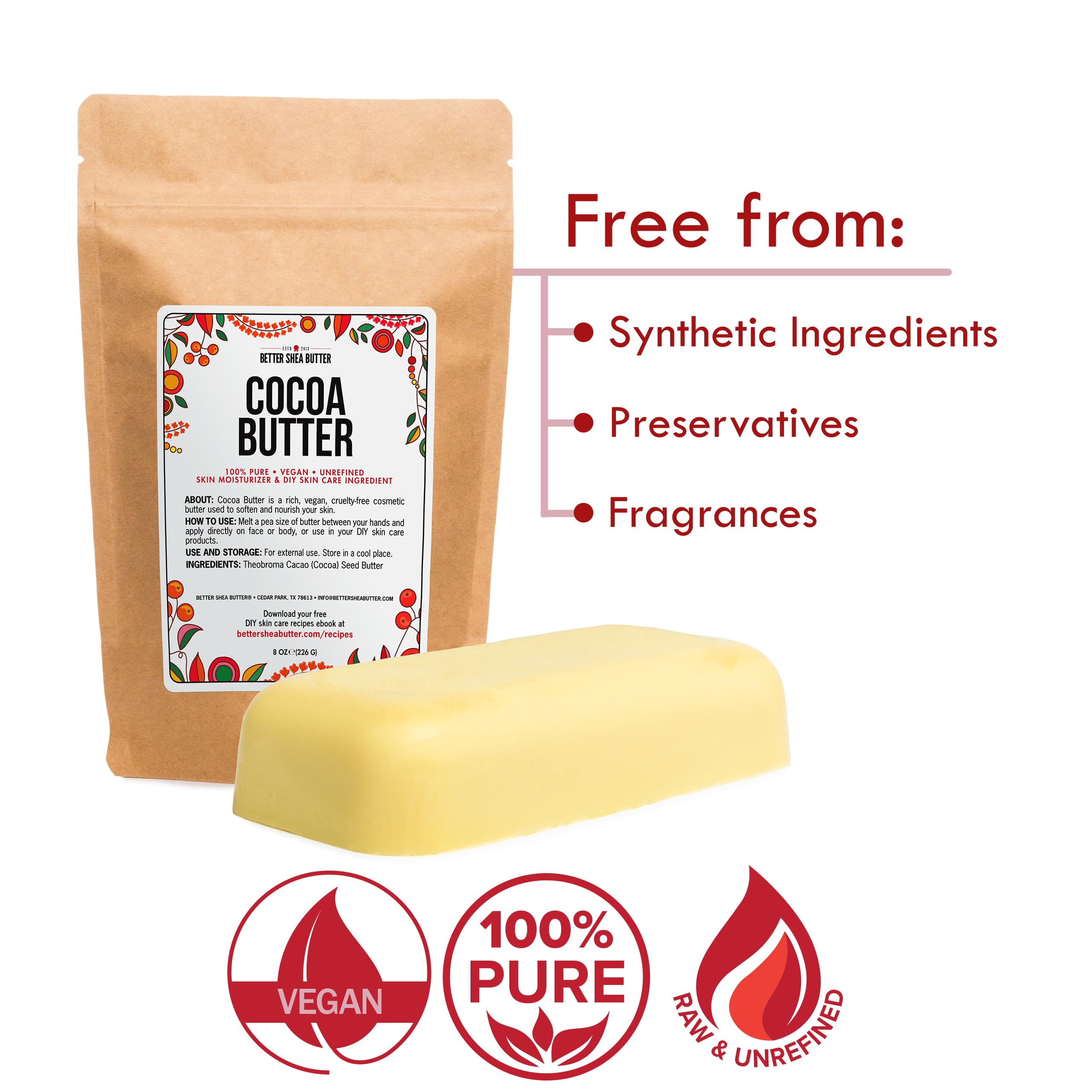 Better Shea Butter manteca cacao vegana y no refinada lista para uso externo