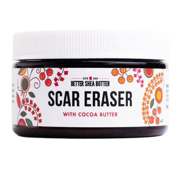 Better Shea Butter Scar Eraser Balm en bote de 4 onzas hidrata profundamente la piel.