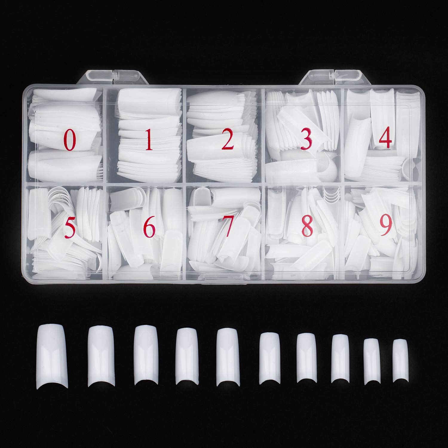 Beuniar tips de uñas acrílicas blancas con caja de almacenamiento práctico